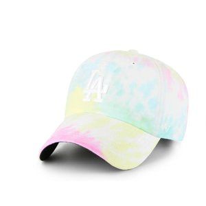 '47 Brand Los Angeles Dodgers Tie Dye Adjustable Baseball Cap In White/Pink NEW